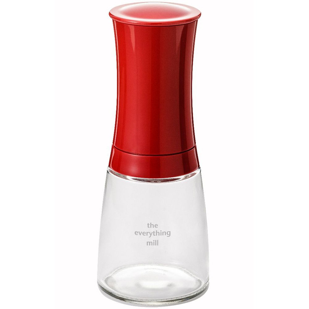 KYOCERA CM-20C-RD herb and spice grinder with ceramic grinder, adjustable coarse to fine, glass container, red