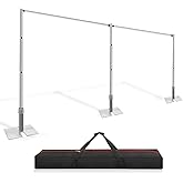 Jiang&Rong 10ft x 20ft Adjustable Backdrop Stand Kit - Heavy Duty Pipe and Drape Stand for Photo Studio, Booth, or Photograph