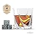 Whiskey Glass Set of 4 with Stones - Twisted Shaped Old Fashioned Whiskey Glasses and Bonus Granite Whiskey Stones - Great for Scotch and Bourbon