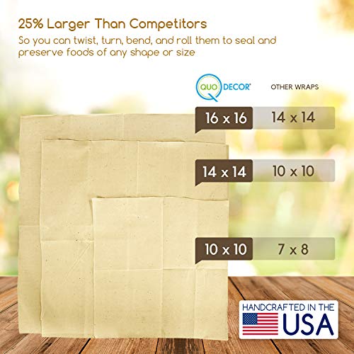 Reusable Beeswax Wrap Eco Food Covers (9 Pack) Super Cling Non-Plastic Dye Free | Odor Free Bees Wax 0 Waste Products | Eco-Wrap Biodegradable Unbleached Cloth Sandwich & Cheese Wrapping - Thumbnail 2