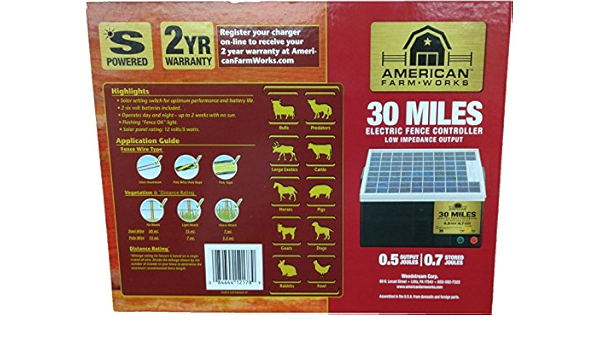 Amazon Com American Farmworks 30 Mile Solar Powered Low Impedance Charger Industrial Scientific