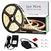 Dimmable LED Light Strip Kit,JUNWEN Warm White Rope Lights,Waterproof 16.4 FT/5M Tape Lights 300 Units SMD 2835 12V LED Ribbon with Power Supply for Home Kitchen Bar Clubs primary