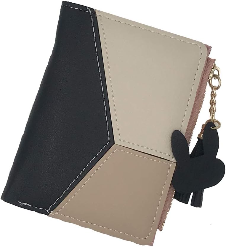 Small Wallets for Women,CHAOFANXI Tassels PU Leather Coins Zipper Pocket Purse for Girls with Rabbit-Shaped Metal Tassels Pendant Purse (Black) - Image 3
