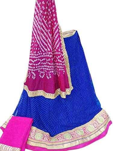 bandhej collection georgette lehenga choli (jbc-109_blue & pink_free size)