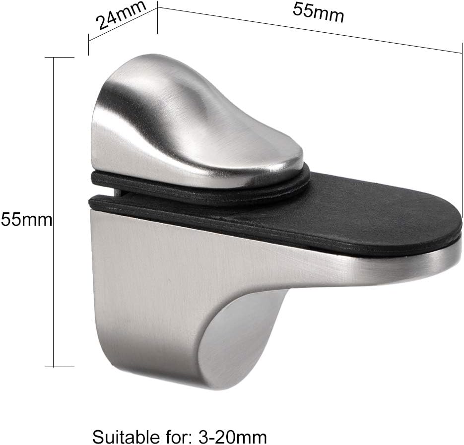 sourcingmap Glass Shelf Bracket Wall Mount Adjustable Zinc Alloy Brushed Nickel Clamp for 3-20mm Thickness 4pcs - Image 3