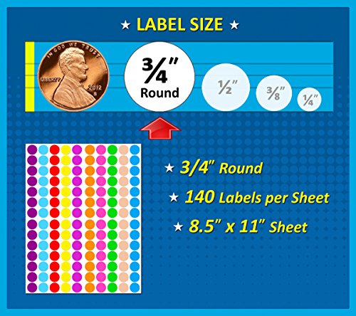 Download Pack of 2100 3/4" Round Color Coding Circle Dot Labels, 10 ...