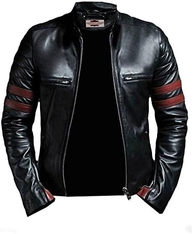 Tough Look Black and Red Faux Leather Jacket (SMALL)
