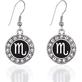 Inspired Silver - Silver Circle Charm French Hook Drop Earrings with Cubic Zirconia Jewelry