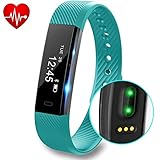Fitness Tracker with Heart Rate monitor V2 Activity Watch Step Walking Sleep Counter Wireless Wristband Pedometer Exercise Tracking Sweatproof Sports Bracelet for Android and iOS, Teal, Hembeer