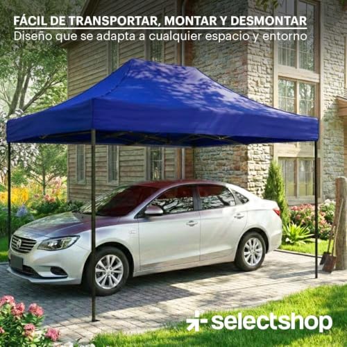 SELECTSHOP Carpa Toldo 2x3M Reforzado Plegable Impermeable Facil Armado Y Transporte para Jardín Casa Exterior Uso Rudo Acero Lona (Azul)