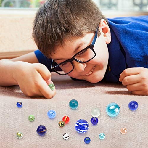 SallyFashion 85 Pieces Planet Marbles in Drawstring Bag, Space Marbles for Kids, Marbles Assorted Sizes for Party Favor Stocking Stuffer DIY Home Decor