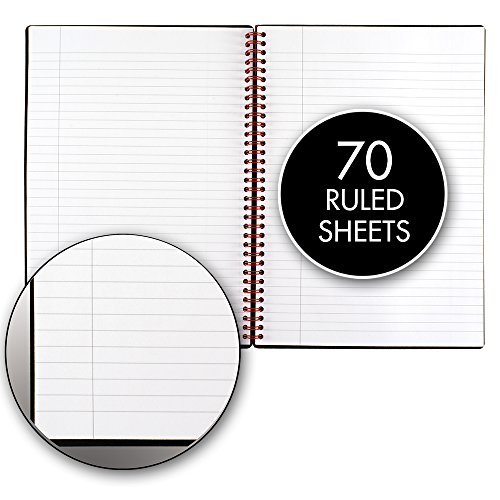 Mead Black n' Red Wirebound Notebooks, Ruled, Poly Cover, 11.75 x 8.25 Inches, 70 Pages, 140 Sides, 2-Pack (73399) - Thumbnail 2
