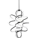 Kuzco Lighting Synergy 41" Chandelier | Black Finish | Sculptural Helical LED Ring with White Silicone Diffuser | Modern 200W