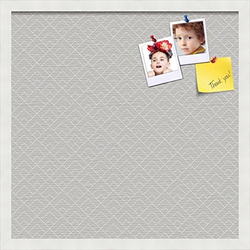PinPix ArtToFrames 20x20 Custom Cork Bulletin Board. This Peaks Modern Pattern Grey Pin Board Has a Fabric Style Canvas Finish, Framed in Satin White (PinPix-1794-20x20_FRBW26074)