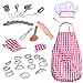 FUN LITTLE TOYS 32 PCs Chef Dress Up Clothes Little Girls, Play Kitchen Accessories Set Kids, Pretend Play Cooking Baking Tools