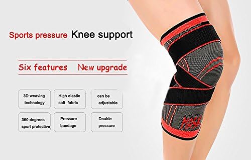 Knee Compression Elastic Sleeve Brace Support for Sport, Arthritis, Joint and Pain Relief (M, Red)
