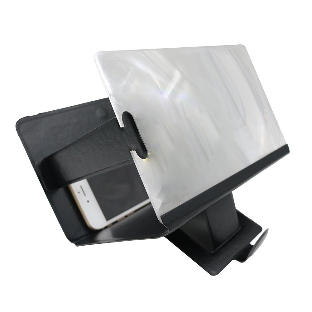 Canyoze Screen Magnifier 3d Smart Mobile Phone Movies Amplifier with Pu Leather Foldable Holder Stand for Any Smartphone iPhone 4 5 6 7 7s Plus, Samsung Galaxy Note 6 5 4 3 Edge All Smart Phones