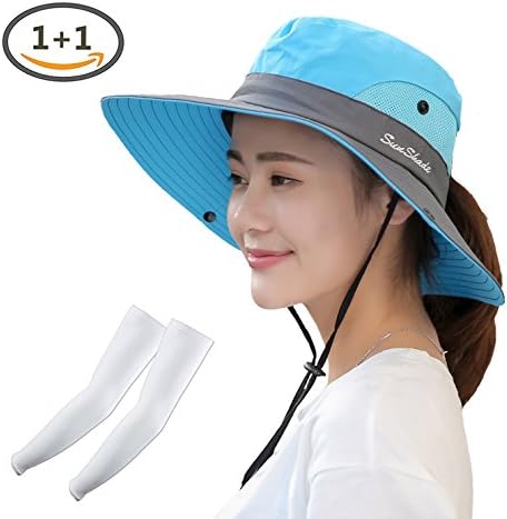 Kukcone Women's UV Protection Wide Brim Mesh Foldable Summer Sun Hat,Outdoor Hiking Camping Fishing Beach Sun Cap