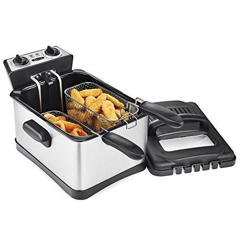 BELLA 14406 ThreeBasket Electric Deep Fryer, 4.5 L, Stainless Steel
