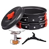 REDCAMP Outdoor Camping Cookware Set , Lightweight & Compact, Non-stick Anodized Aluminum Camping Pans and Pots