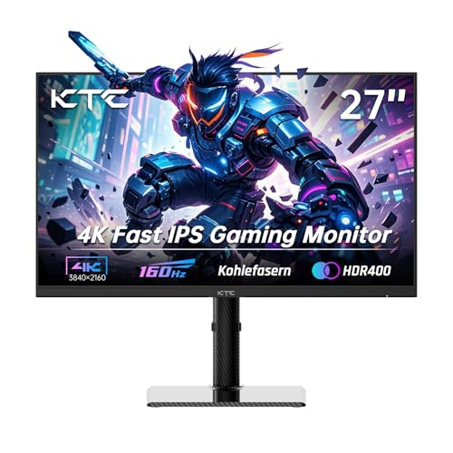 KTC 27 Zoll 4K UHD Gaming Monitor, 3840×2160, 160Hz, Fast IPS Panel, 1ms, HDR400, 132% sRGB, Adaptive Sync, DP 1.4, HDMI 2.1, VESA 100×100mm, für Gami