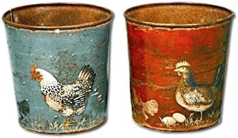 Belle Maison Set of Two Country Chicken Flower Pots