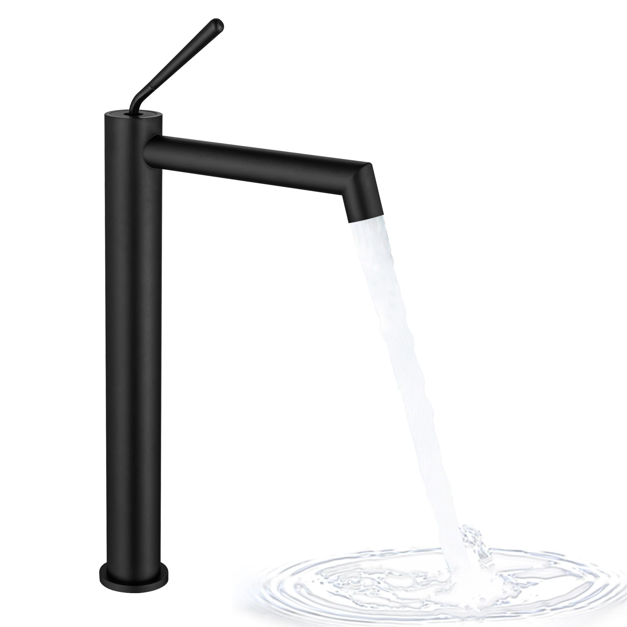 BAITUJIE Tall Black Basin Tap, Matt Black Tall Bathroom Taps Single Lever High Rise Basin Tap Faucet for Washroom