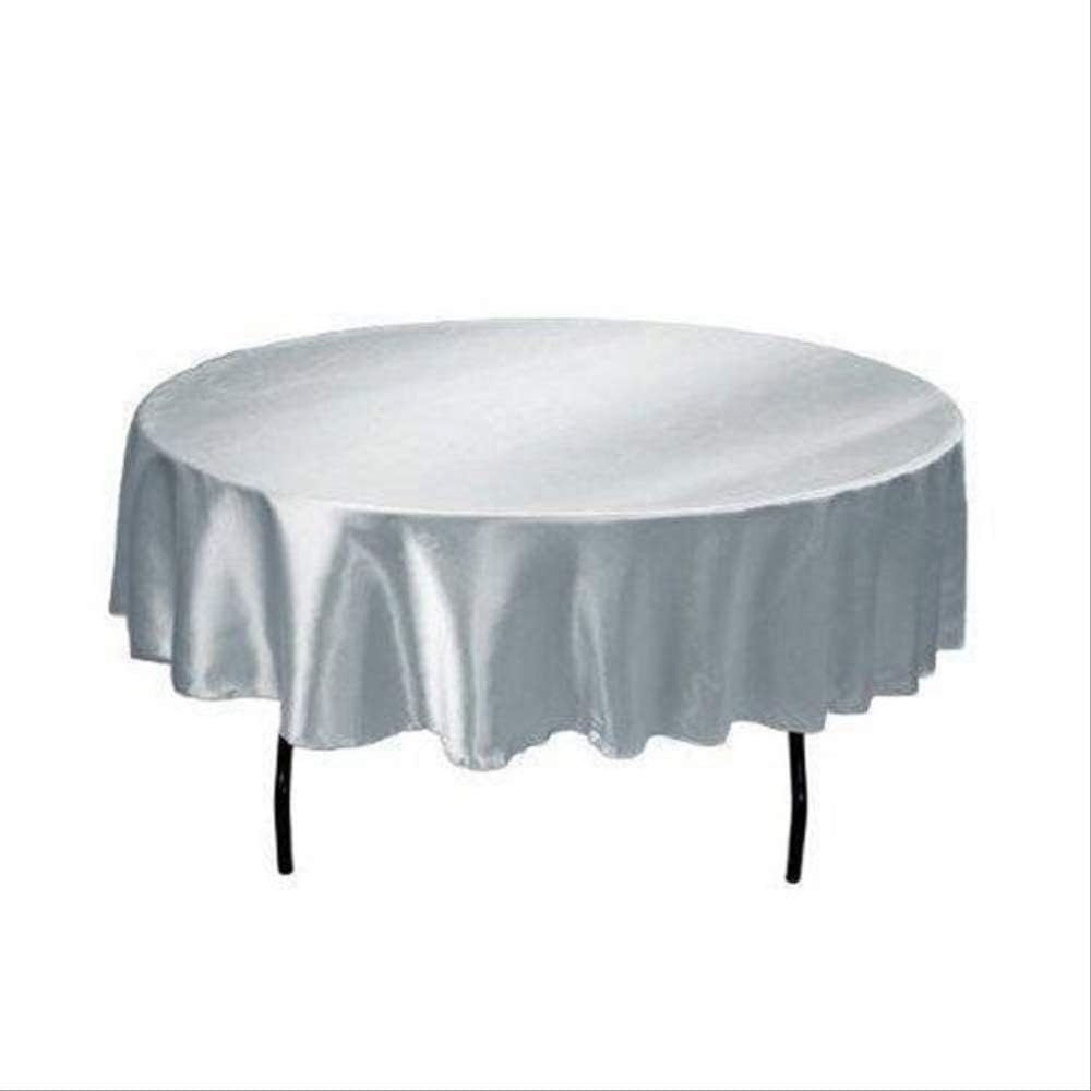 XXYL tablecloth Christmas Wedding Hotel Restaurant Banquet Decoration Hotel Tablecloth Solid Round Satin Tablecloth Round 145cm-57 inch Silver