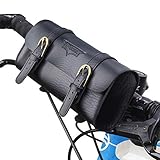 RUYA Leather Motorcycle Bicycle Handlebar Bag 2 Strap Buckle Closure Tool Bag Motorcycle Sissy Bag
