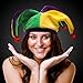 Windy City Novelties LED Light-Up Velvet Mardi Gras Jester Hat – Colorful Unisex Party Accessory with Glowing Red LEDs for Parades, Festivals, Raves, and Concerts