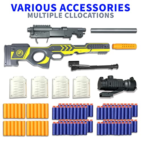 AGM MASTECH Shell-Throwing Foam Blaster Soft Bullet Gun Set with Tactical Vest Kit Including AWM and 416 Each