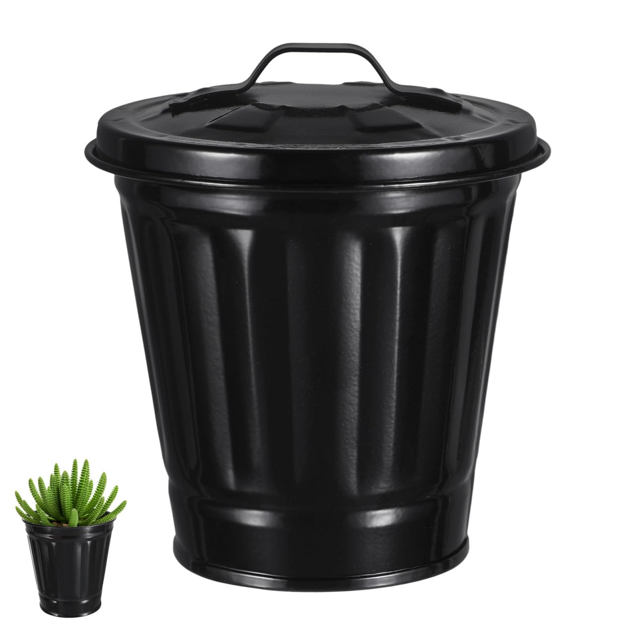 iplusmile Small Metal Bin, Desktop Trash Can Tiny Garbage Bin Small Waste Paper Container for Bathroom Vanity Countertop Black