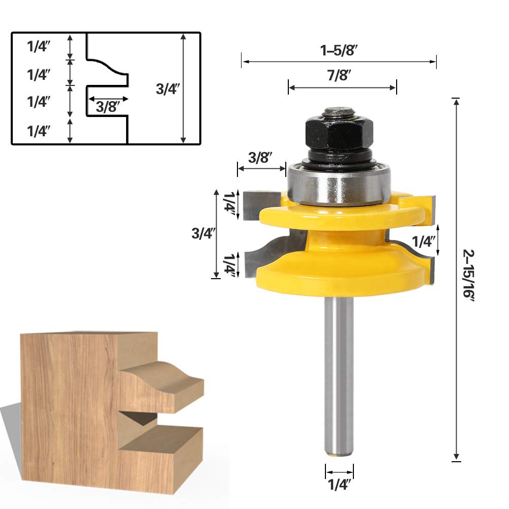 DBoyun 3pcs 1/4 Inch Shank Ogee Rail and Stile Ogee Raised Panel Router Bit Set: Industrial & Scientific