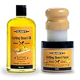 CLARK'S Finishing Kit - All 3 products in one convenient set | Orange-Lemon Scent | CLARK'S Cutting Board Oil (16 oz), Cutting Board Wax (10oz) & Applicator