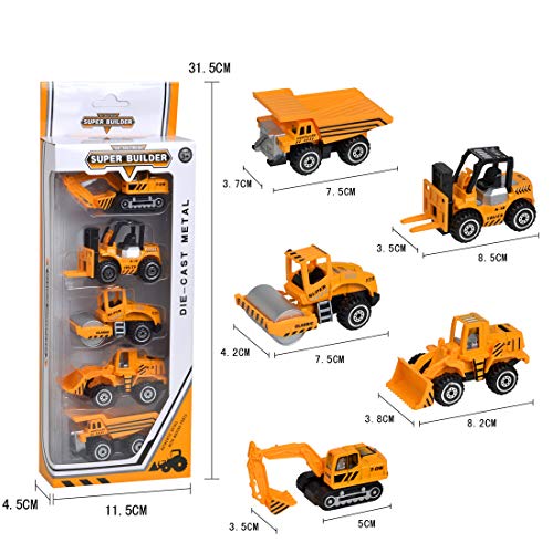 YIMORE Baustellenfahrzeuge Kinder Spielzeugautos Metall - Bagger Spielzeug 2 3 4 5 Jahre Baustelle Tortendeko Geburtstag Junge Mädchen Bagger Kuchen Deko Tortenaufleger Bagger Geschenke – Bild 8