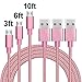 COCOFU (3Pack) Micro USB Cable, 3/6/10FT Extra Long Nylon Braided Universal Micro USB Charger High Speed Sync&Charge Cord Wire for Android, Samsung, HTC, Motorola,Sony,LG,Tablet and More (Rose)