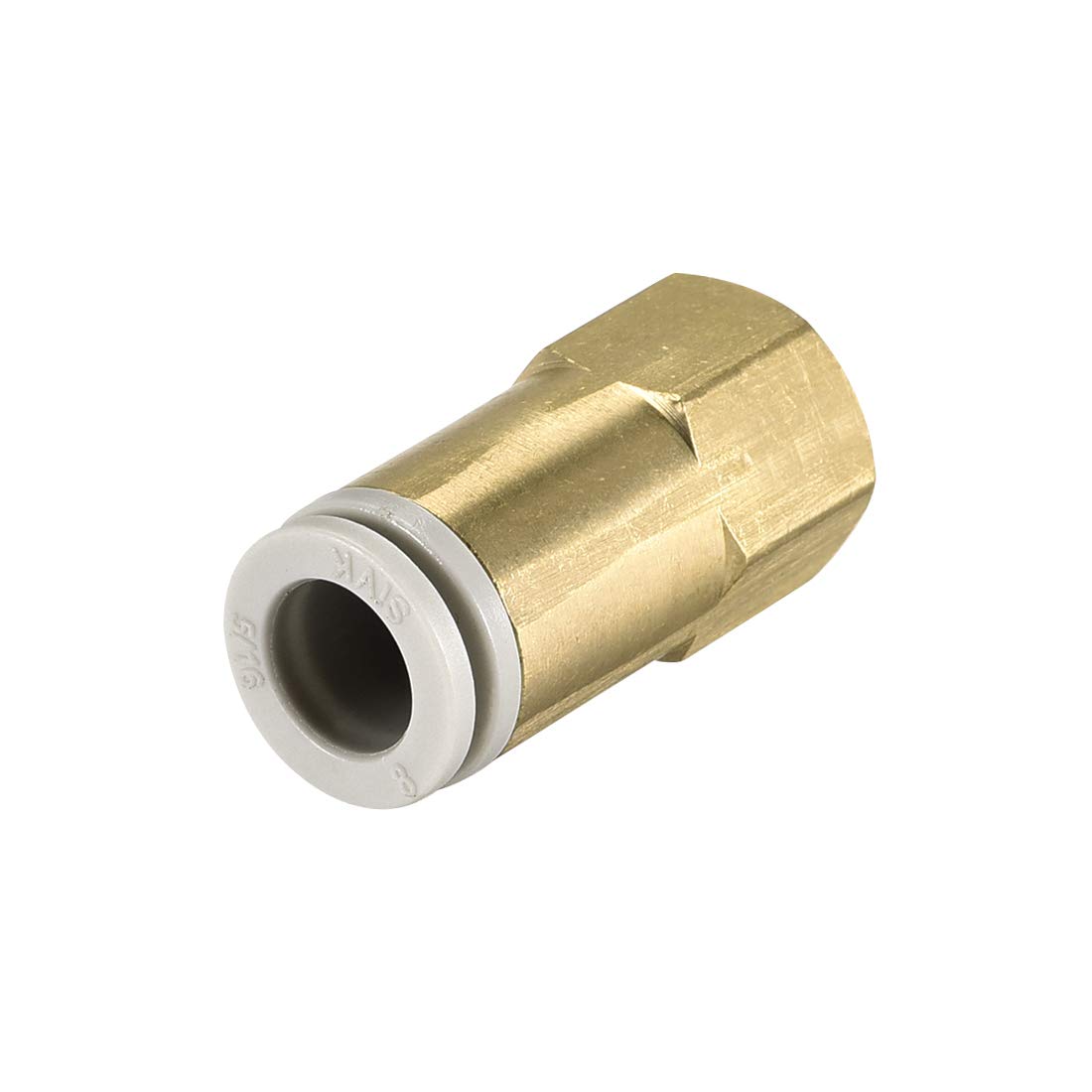 sourcing map Push to Connect Tube Fittings 8mm Tube OD x 1/8 PT Female Straight Pneumatic Connector Pipe Fitting Golden Tone