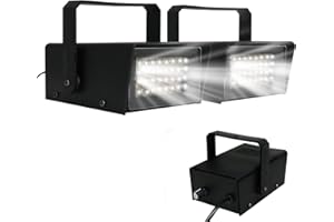 ENUOLI 2Pack 32 LED Mini Strobe Light White Color with 32 Super Bright LED Bulbs for Halloween,Adjustable Flash Speed Control for Christmas,Clubs,Stage Light Effect, Disco,Bars,Party Lights