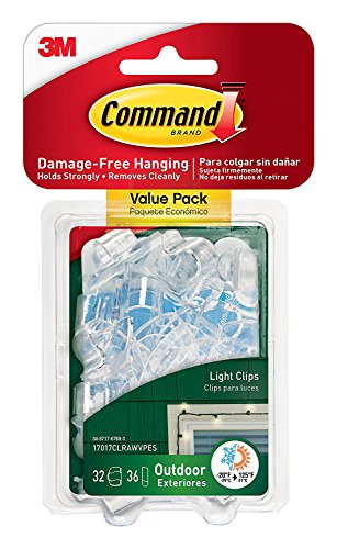 Command Outdoor Light Clips, Clear, 24-Clips
