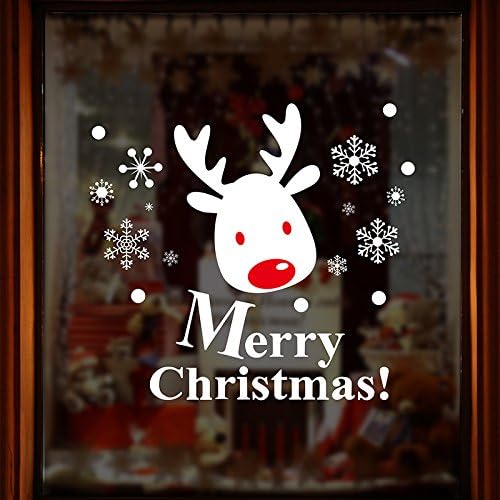Christmas Window Decal Stickers Decorations Santa Claus Shop Glass Door Home Wall Art Decals (Rudolph)