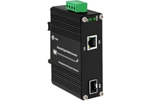 E-LINK Mini Industrial Gigabit Media Converter Outdoor Use Din Rail Mount Hardened 10/100/1000Mbps RJ45 Ethernet to Fiber Optic Converter with 100Base-FX or 1000Base-FX Auto Sensing SFP Port 12~48V DC Input