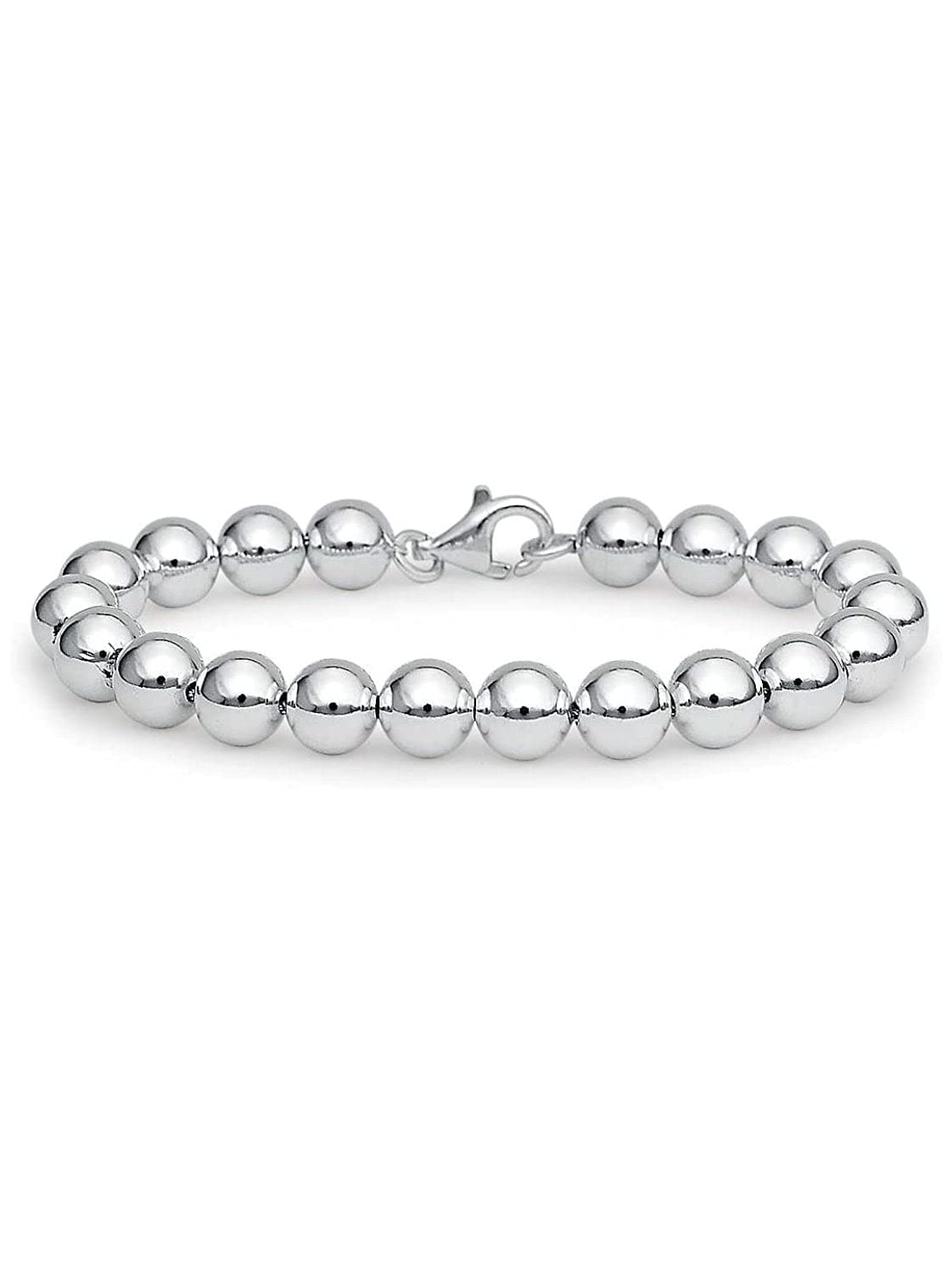 Designer Inspirations Boutique 8MM BALL/BEAD Bracelet for Women Teenager Girls - 925 Sterling Silver Plated (Hollow)