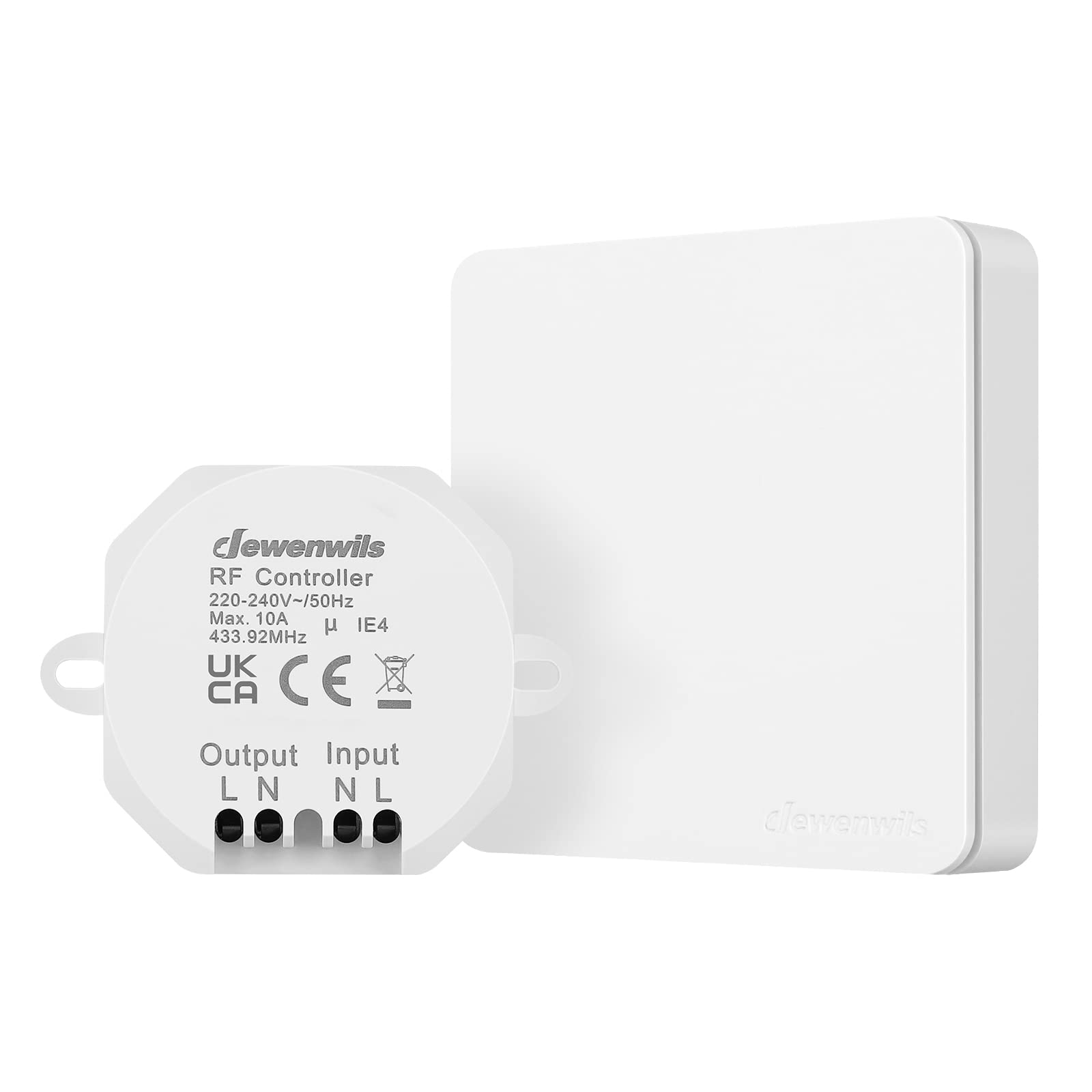 DEWENWILS Remote Control Light Switch 240V, Kinetic Switch with 30M Range,No Wiring Required, Easy-Installing Portable Programmable, White