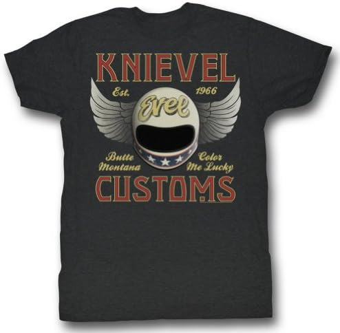 Evel Knievel - Mens Knievel Customs T-Shirt, Size: X-Large, Color: Charcoal Heather