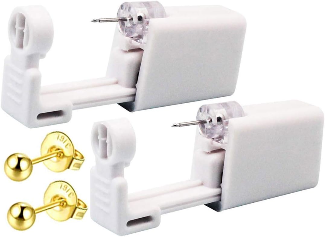 2 Pack Self Ear Piercing Kit, Ear Piercing Gun Kit Self Ear Piercing Gun Self Ear Piercing Gun Kit Tool With Earrings