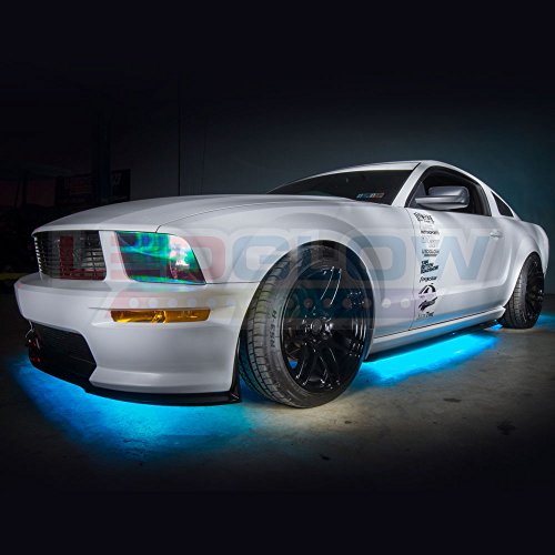 LEDGlow 4pc Million Color Wireless LED Car Underbody Underglow Lighting Kit - 4 Underbody Lighting Tubes - 378 SMD LEDs - 18 Unique Colors - 12 Unique Lighting Patterns