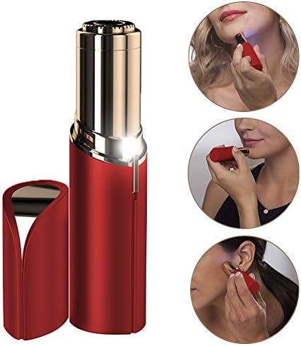 Facial Hair Removal for Women Mini Lipstick Shaver for Face Flawless Hair Remover Red with Light for Lip Chin Cheek