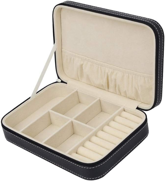 ACMHNC Jewellery Box for Travel, Small Jewellery Organiser Case in PU Leather Portable Jewelry Display Storage for Rings Earrings Necklaces Bracelets Sunglasses