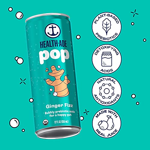 HealthAde Pop Vegan Organic Prebiotic Soda for Gut Health, Healthy