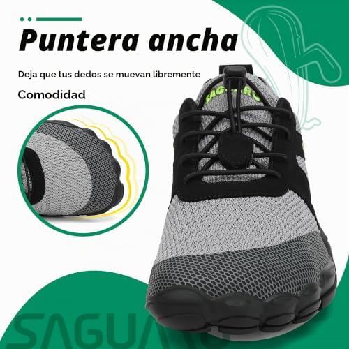 Hombre Mujer Zapatillas Barefoot Minimalistas Calzado de Training Ligeras Cmodas para Caminar Senderismo Ciclismo Trail Running Trekking Playa Agua, Gris Nube, 42 EU